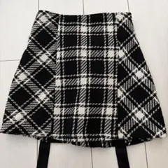 バックリボンツイードチェックミニスカート M