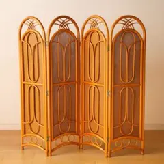 KOIZUMI ラタン衝立 4連 高さ150cm 廃盤 希少 小泉産業製