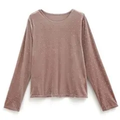 シャイニーベロアラインストーントップス[fo2061]