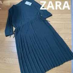 新品ZARA ダークグリーン プリーツドレスロペアンタイトルユニクロGUプラステ