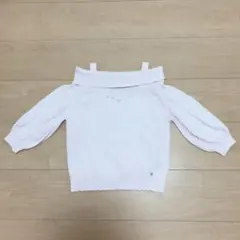 メゾピアノ ★フロントハートビジュー★オフショルダートップス★ピンク★120cm