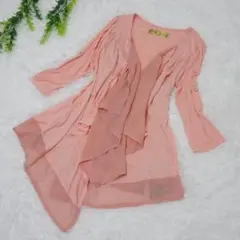 タグ付き✨CECIL McBEE カーディガン はおり サーモンピンク 七分袖のサムネイル