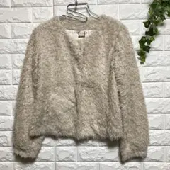 【ミッシェルクラン】（M）ボアジャケット フェイクファー 起毛 ノーカラー