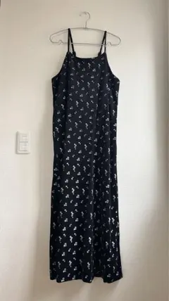 FREAK'S STORE 黒花柄ベロアキャミワンピース