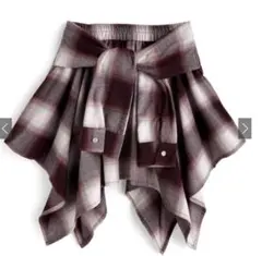 grl インパン裏地付きチェック柄シャツ巻き風 スカート［pm759］