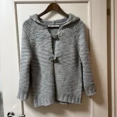 ZARA TRFフード付きグレー ニットカーディガン　M