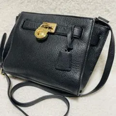 MICHAEL KORS ショルダーバッグ オールレザー 黒 斜め掛け