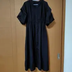 ブラック シャツワンピース 半袖