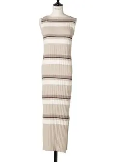 【最終値下げ】Cotton Striped Ribbed Knit Dress
