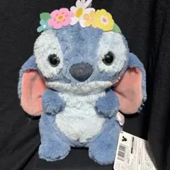 新品タグ付き　スティッチ ぬいぐるみ 花の冠付き