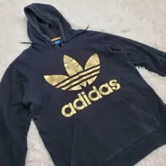 adidas ゴールドロゴ フード付きパーカー Ｌ