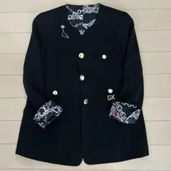 GK 伊太利屋 ヴィンテージ ノーカラー 黒 ジャケット 金ボタン 11号