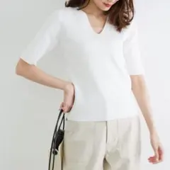 ROPÉ PICNIC　UVカット・洗濯機OK　スリットネックニットプルオーバー