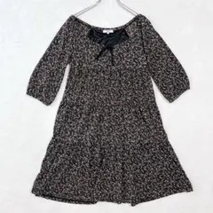 ナチュラルビューティーベーシック　ひざ丈ワンピース　【S】 総柄　花柄　透けない