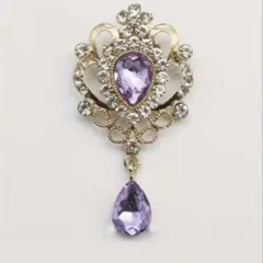 帯留め　帯留　薄紫　キラキラ　ビジュー　雫　ラベンダー　帯飾り　帯締め　三分紐