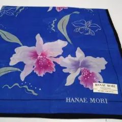 【未使用】HANAE　MORI　青の花柄ハンカチ