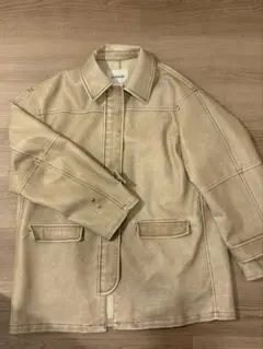 NOUNLESS CRASH FAKE LEATHER JACKET ベージュ