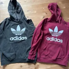 adidas パーカー ボルドー　深緑　ペア　L