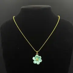 D41 ヴィンテージ ゴールド ネックレス エメラルドグリーン フラワー