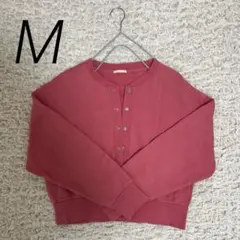 GU クロップド スウェットカーディガン ピンク M 羽織
