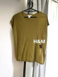 H&Mオリーブグリーン 半袖カットソー
