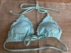 H&M水色 レーストリム 三角ビキニトップス