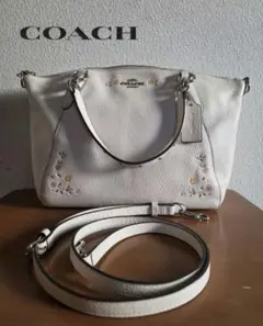 極美品✨COACH コーチ 2WAY ショルダーバッグ トート花柄 ホワイト