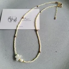 淡水パール　天然石　白珊瑚　マザーオブパール　ブレスレット　ビーズネックレス