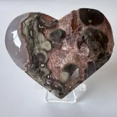 マネーアゲート　ハート型　ピンク系