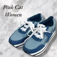 Pink Cat　デニム　スニーカー　靴　シューズ　厚底　ボリュームソール　L
