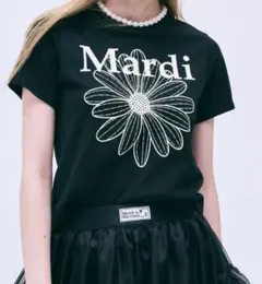 Mardi Mercredi フラワーTシャツ ブラック