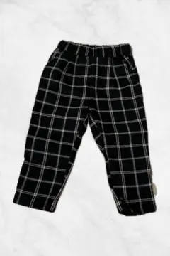 黒と白、ベージュのチェック柄パンツ サイズ100