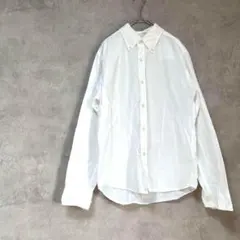ラバーソウル　綿100%　長袖シャツ　白　アメカジ　ワイシャツ　春夏　コットン