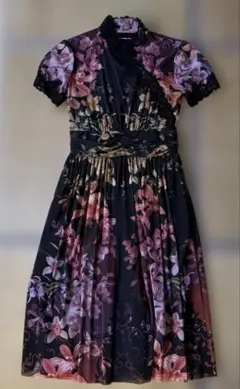 Vivienne Tam 花柄刺繍 半袖ワンピース ブラック - メルカリ