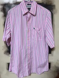 S*i様 ピンクと緑のストライプ 半袖シャツ