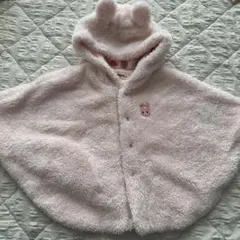 Hot Biscuits ピンク ベビーポンチョ フリーサイズ