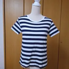 TOPVALU オーガニックコットン100% ネイビーボーダーTシャツのサムネイル