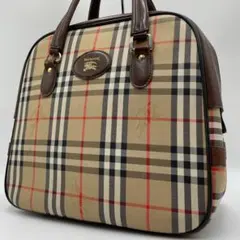 良品 BURBERRY ハンドバッグ キャンバス ノバチェック シャドーホース