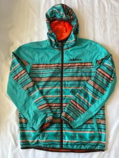 adidas NEO LABEL ターコイズ ストライプジャケット フード付 L