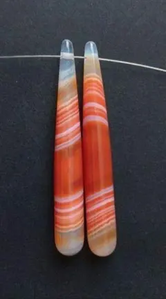 超ロング カーネリアン ティアドロップ ピアス.イヤリング用 ペア