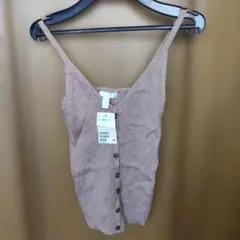 H&M ベージュ リブノースリーブ XS
