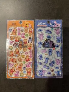 [正規品] プチドロップステッカー ディズニー　プーさん.スティッチ2枚セット