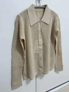 アズールバイマウジー　【新品】メッシュポロカーディガン　トップス　アイボリー