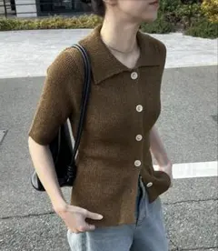 セレクトモカ ハーフスリーブサマーニットカーディガン カーキ