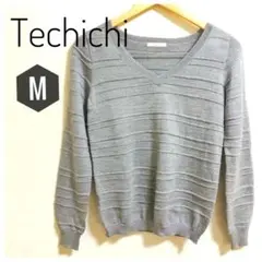 Techichi テチチ　シルバー　グレー　ラメ　ボーダー　ニット　セーター