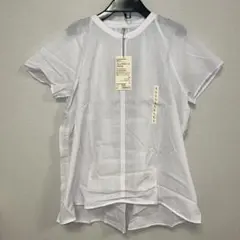 新品タグ付、無印、ライトグレー、オーガニックコットン、フレンチスリーブ、ブラウス