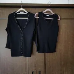 アンサンブル　黒　ビーズ　お値下げ可