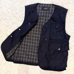 バーバリーブラックレーベル　ベスト　ミリタリー　ナイロン　チェック　M