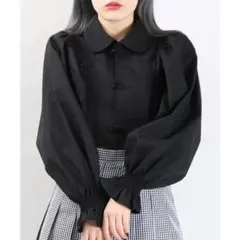 パフスリーブ刺繍チャイナブラウスのサムネイル