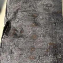 大島紬　グレー　花柄　着物　生地を使ったリメイク用品にもご利用頂けますのサムネイル